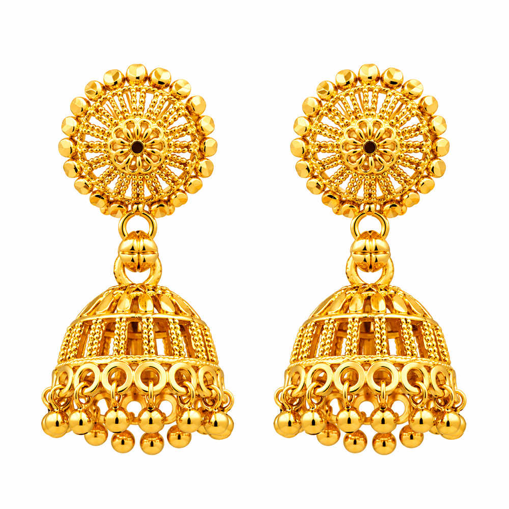 Urthn Beautiful Gold Plated Jhumka Earrings for Women | Designer Ethnic Jewellery for Festive Looks( Pack of 6)