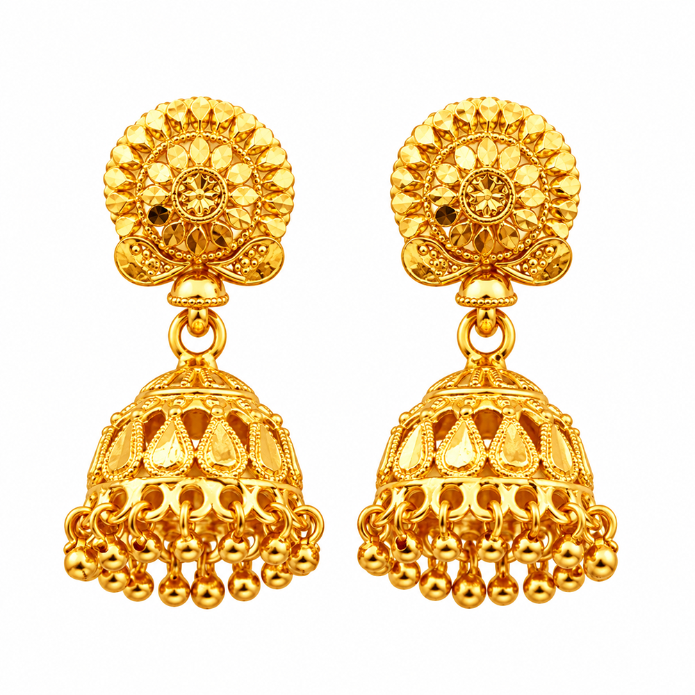 Urthn Stylish Gold Plated Jhumka Earrings | Traditional Fashion Jewellery for Festive & Party Wear( Pack of 6)
