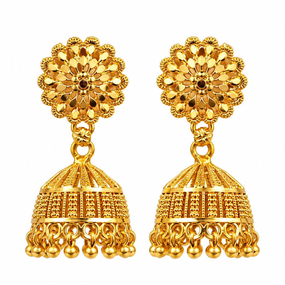 Urthn Timeless Gold Plated Jhumki Earrings | Elegant Traditional Jewellery for Weddings & Festive Occasions( Pack of 6)