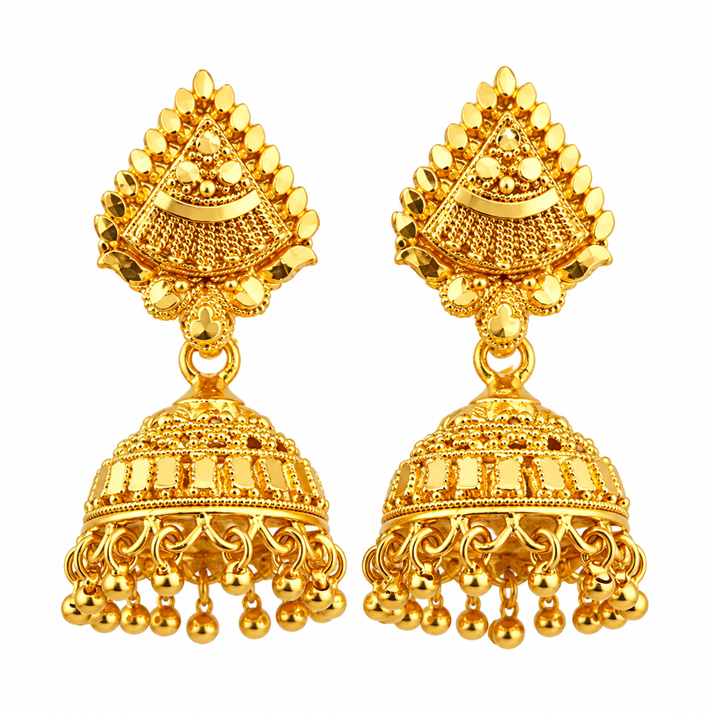 Urthn Traditional Gold Plated Jhumki Earrings with Leaf Shape Stud for Women & Girls( Pack of 6)