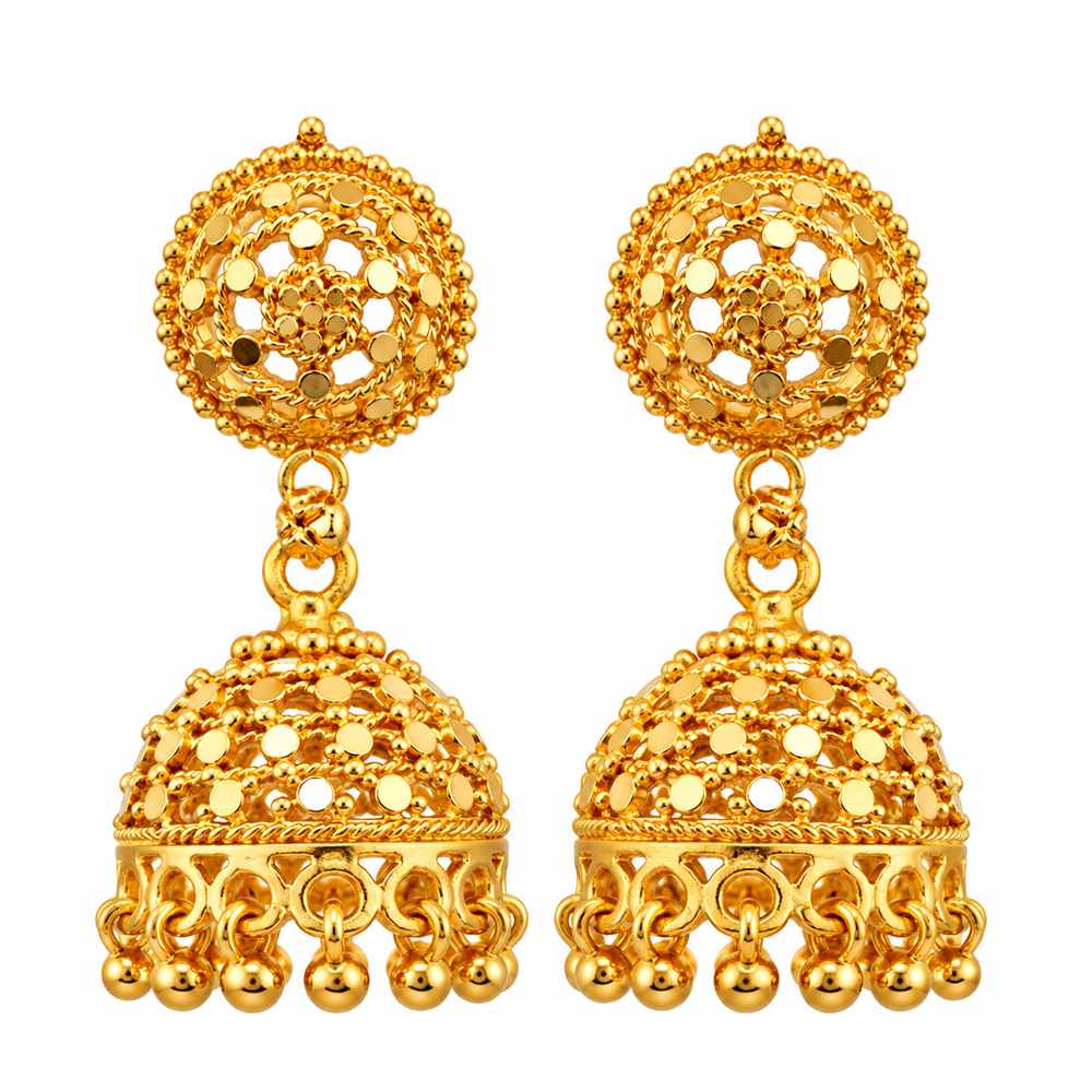 Urthn Traditional Gold Plated Jhumki Earrings | Designer Indian Earrings for Women & Girls( Pack of 6)