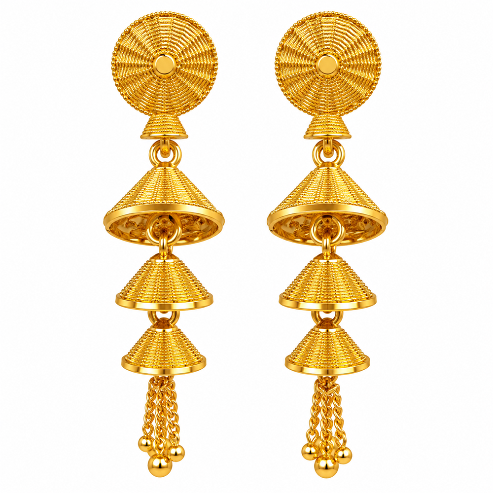 Urthn Traditional Gold Plated Multi Layer Jhumki Earrings | Designer Indian Earrings for Women & Girls( Pack of 6)