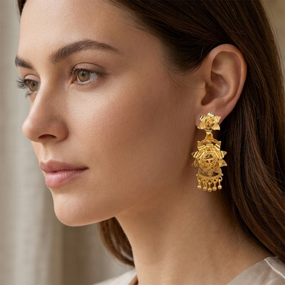 Darshana Jewels Gold Plated Traditional Small Dangler Earrings (Pack of 6)
