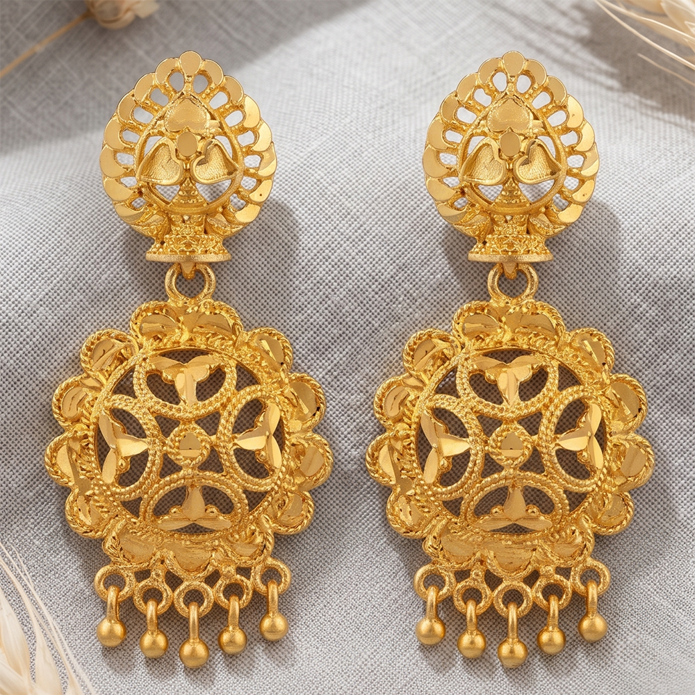Darshana Jewels Gold Plated Traditional Small Dangler Earrings
