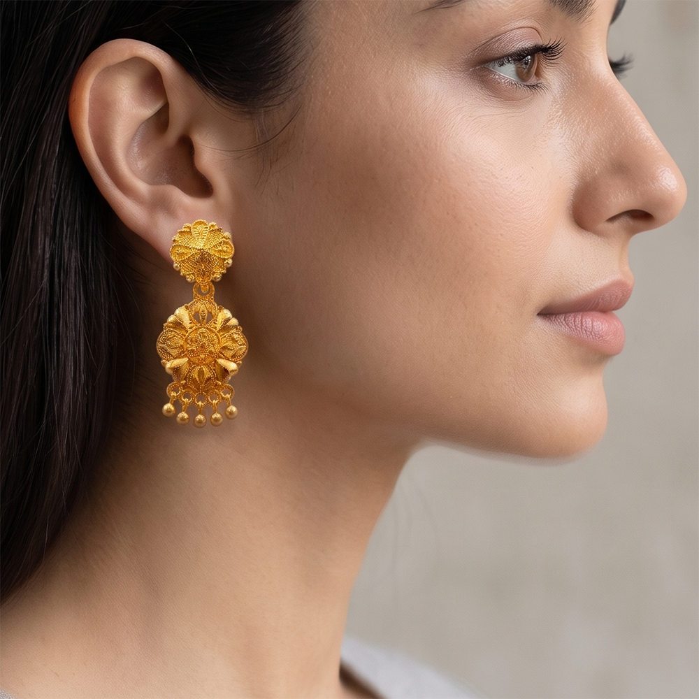 Darshana Jewels Gold Plated Traditional Small Dangler Earrings (Pack of 6)
