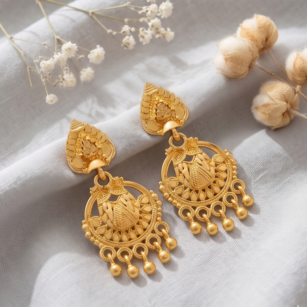 Darshana Jewels Gold Plated Traditional Small Dangler Earrings