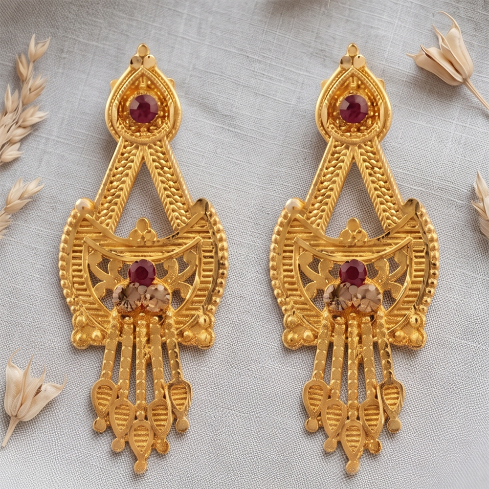 Darshana Jewels Gold Plated Traditional Small Dangler Earrings