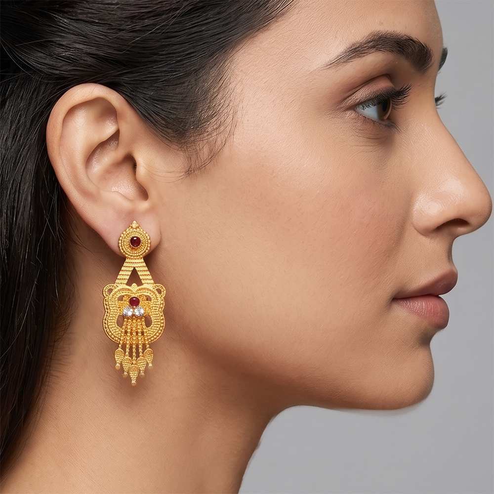 Darshana Jewels Gold Plated Traditional Small Dangler Earrings (Pack of 6)