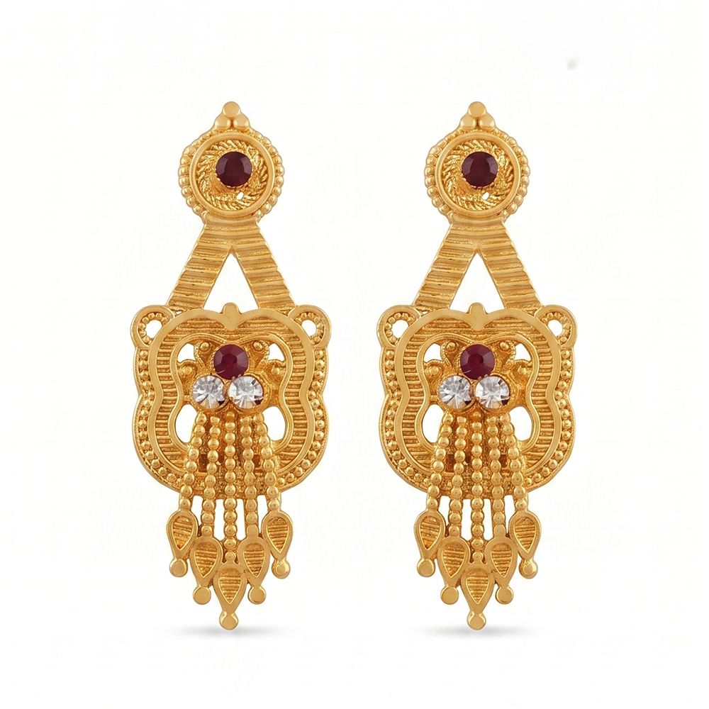 Darshana Jewels Gold Plated Traditional Small Dangler Earrings (Pack of 6)