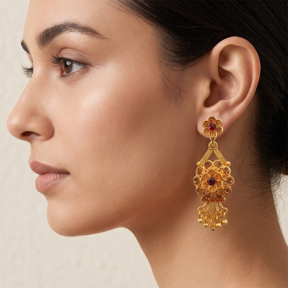 Darshana Jewels Gold Plated Traditional Small Dangler Earrings (Pack of 6)