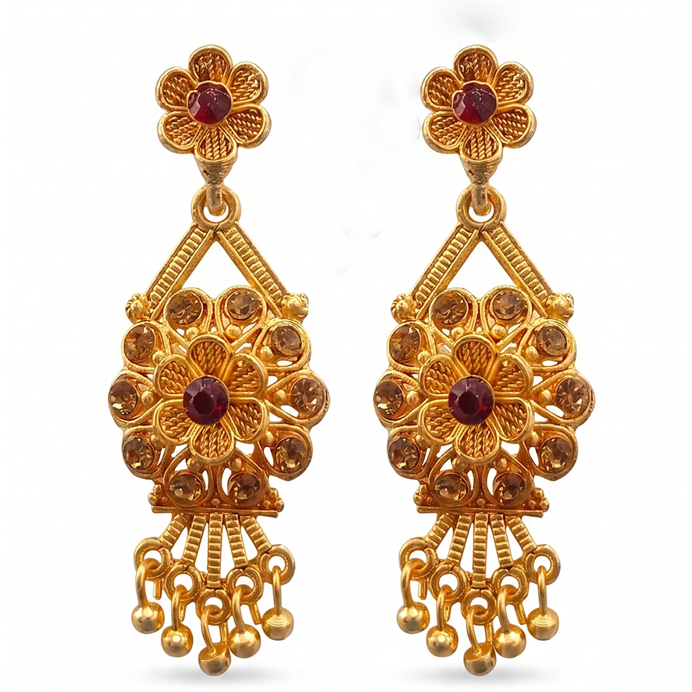 Darshana Jewels Gold Plated Traditional Small Dangler Earrings (Pack of 6)