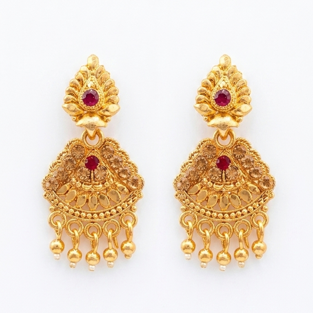Darshana Jewels Gold Plated Traditional Small Dangler Earrings(Pack Of 6)
