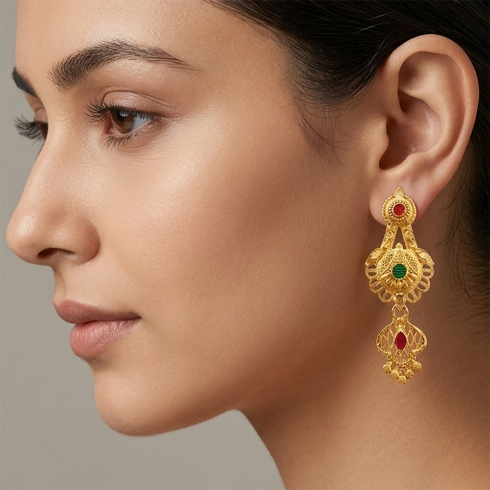 Darshana Jewels Gold Plated Traditional Small Dangler Earrings (Pack of 6)
