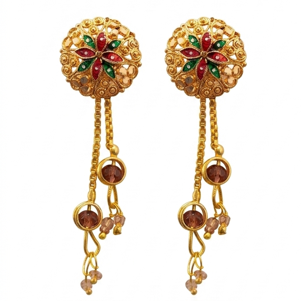 Darshana Jewels Gold Plated Traditional Dangler Tassel Earrings (Pack of 6)