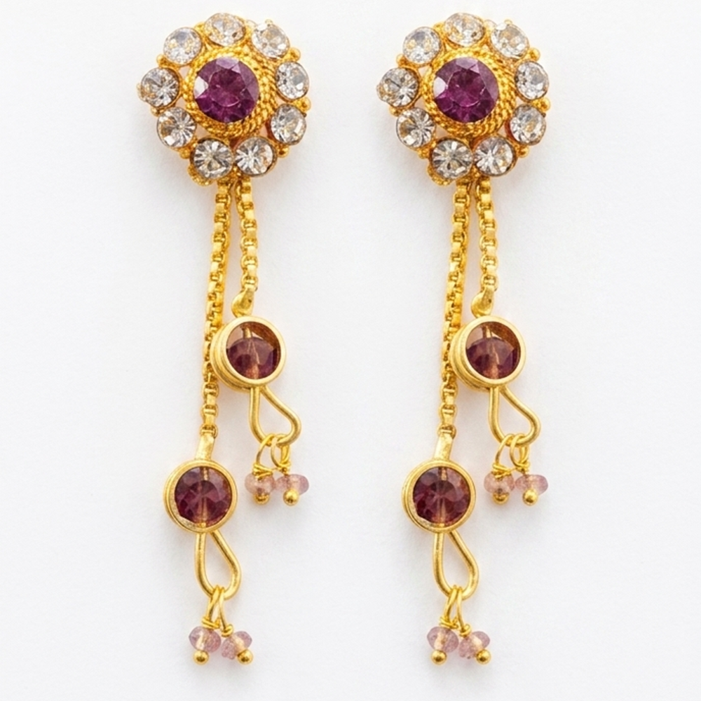 Darshana Jewels Gold Plated Traditional Dangler Tassel Earrings(Pack Of 6)