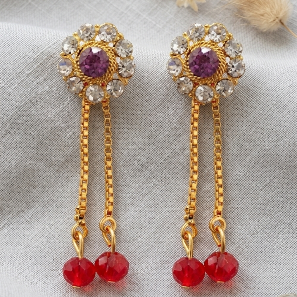 Darshana Jewels Gold Plated Traditional Dangler Tassel Earrings
