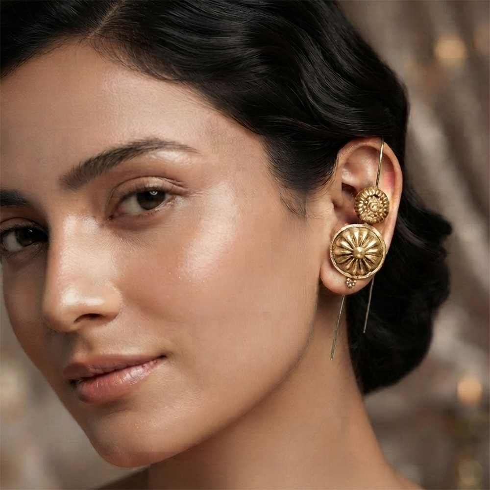 Urthn Gold Plated Round Ear cuff(Pack of 6)