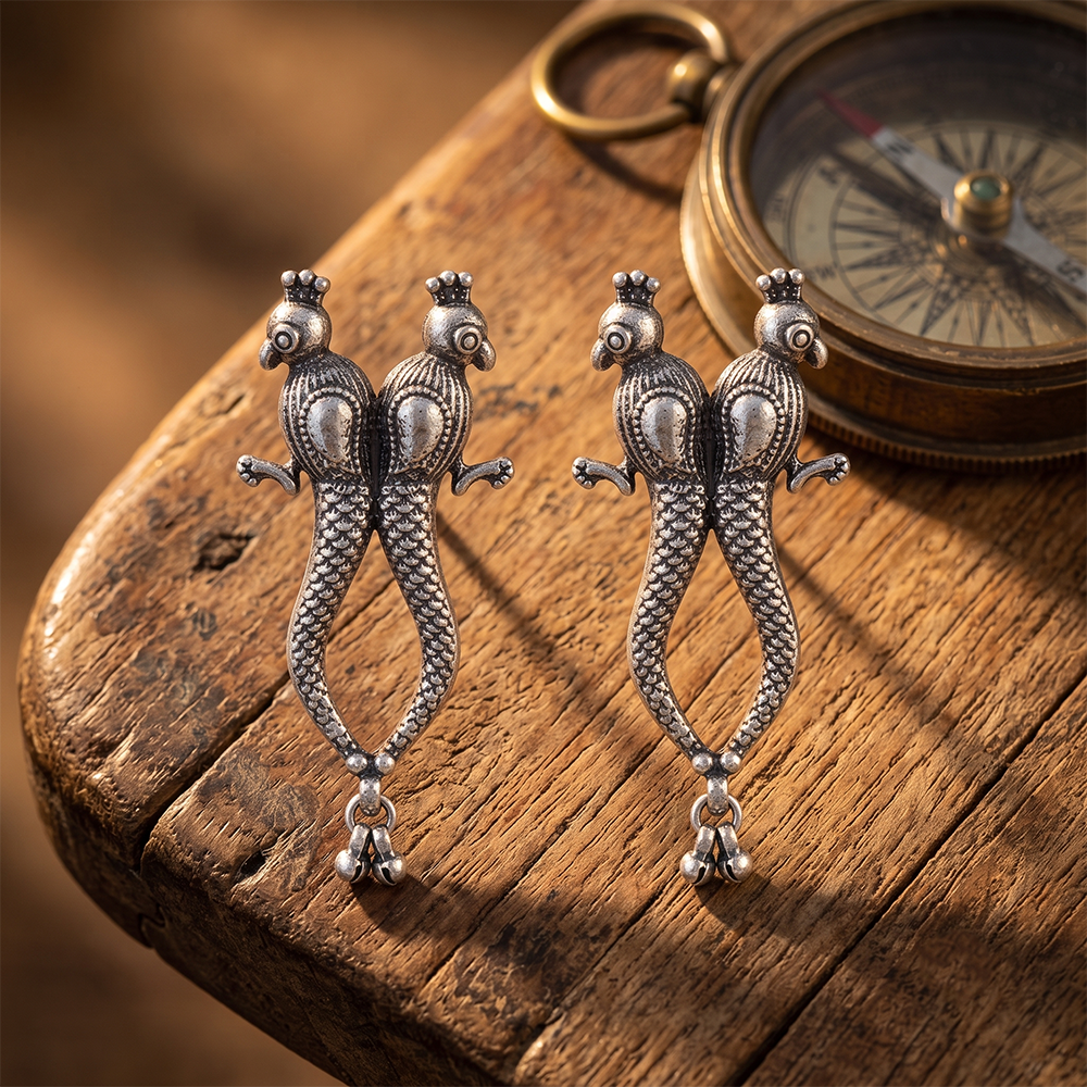 Urthn Oxidised Peacock Stud Earrings For Women And Girl