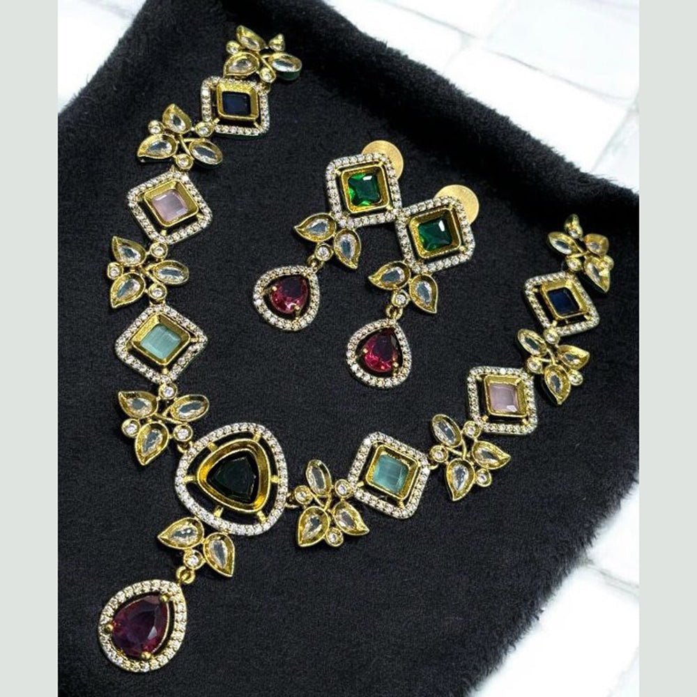 Sona Covering Ethnic Gold Plated Crystal Stone Necklace Set