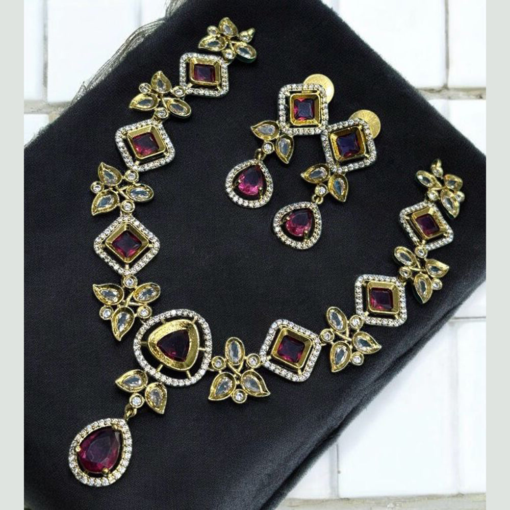 Sona Covering Ethnic Gold Plated Crystal Stone Necklace Set