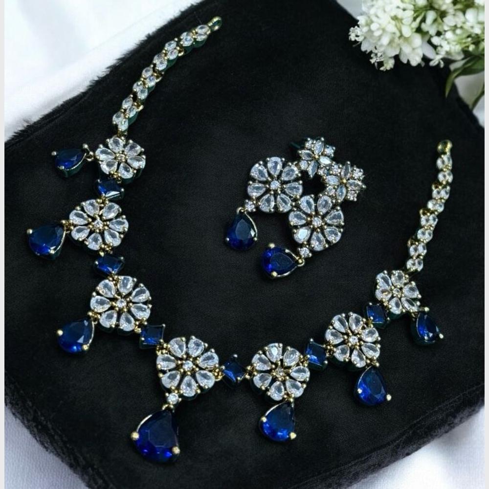 Sona Covering Ethnic Gold Plated Crystal Stone Necklace Set