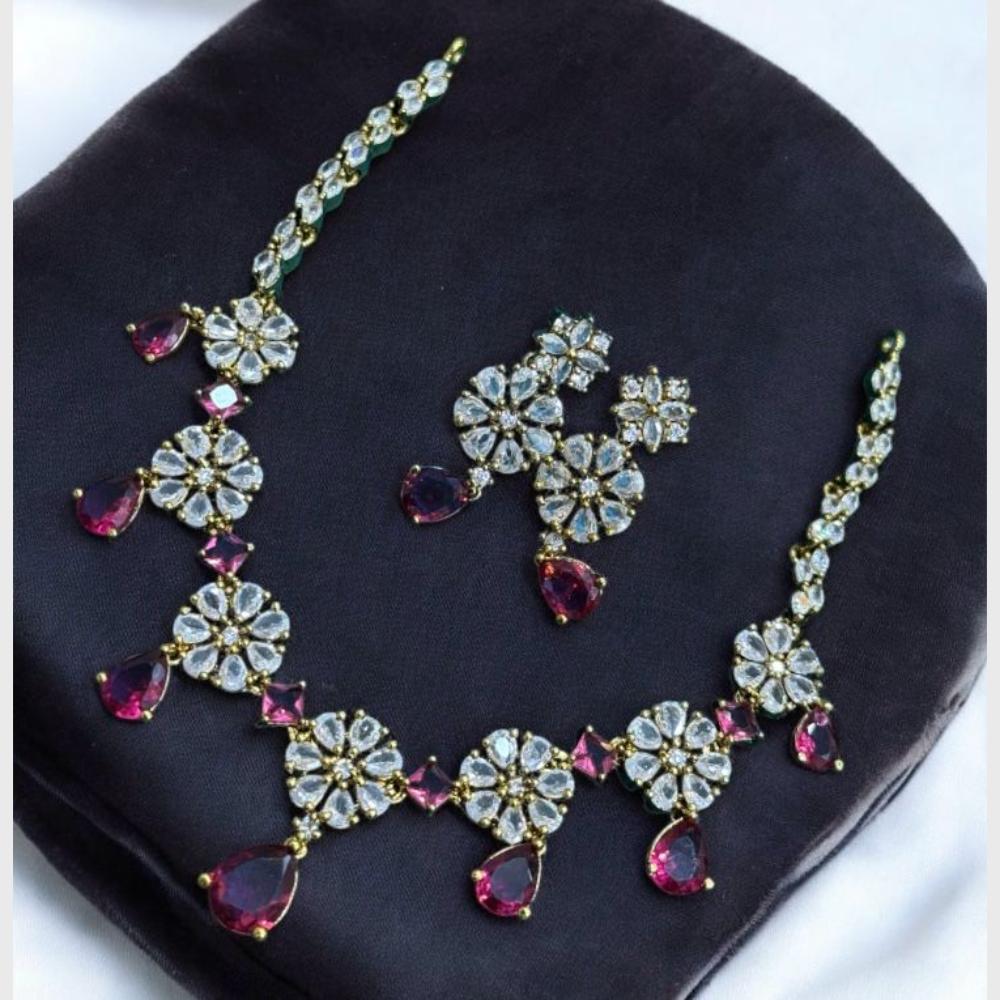 Sona Covering Ethnic Gold Plated Crystal Stone Necklace Set