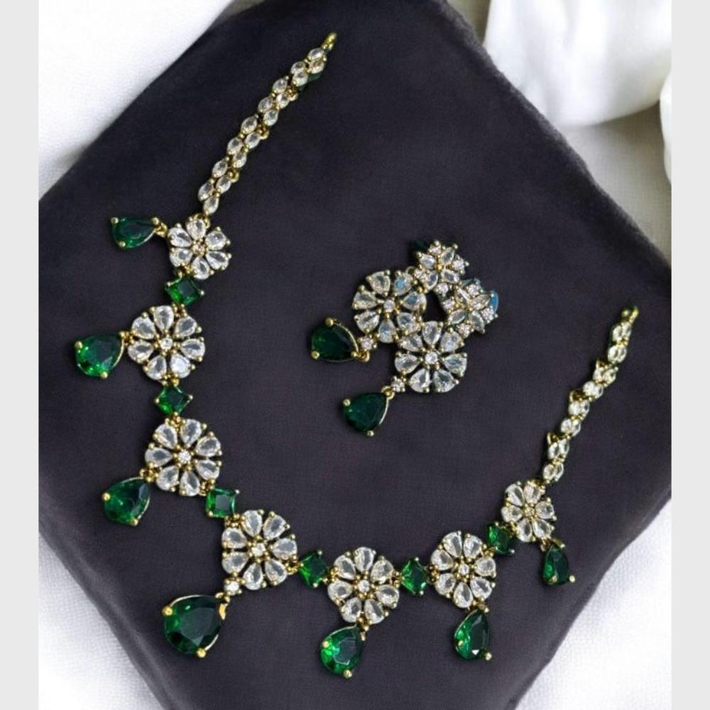 Sona Covering Ethnic Gold Plated Crystal Stone Necklace Set