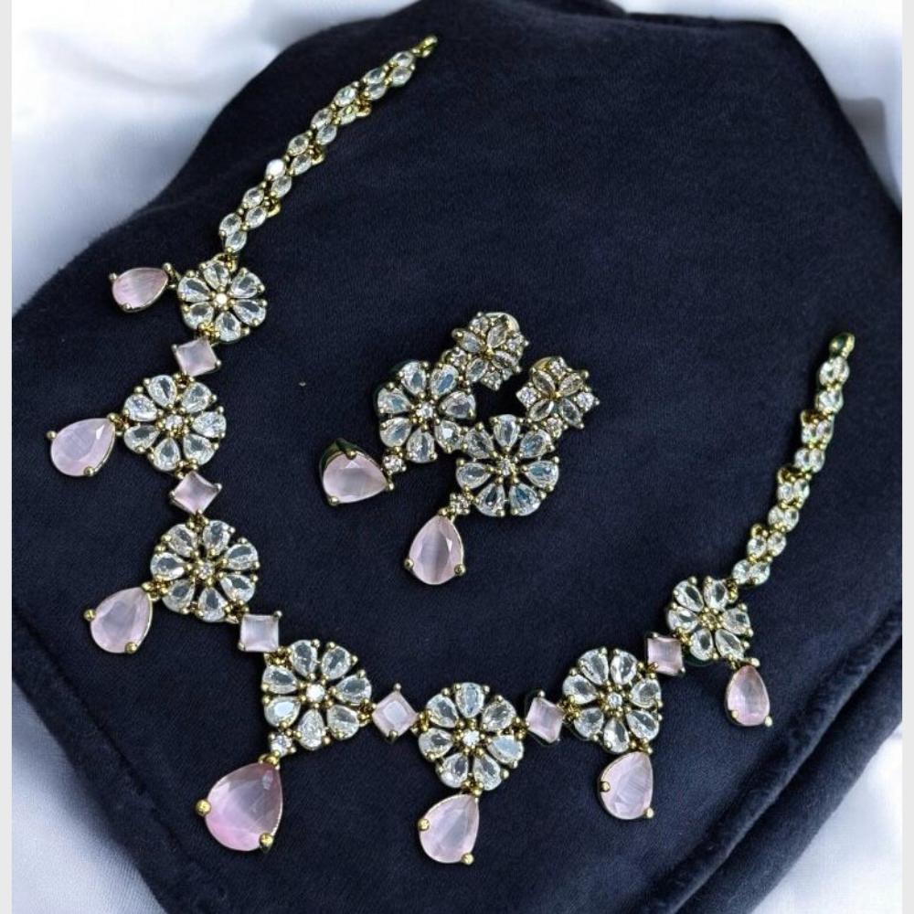 Sona Covering Ethnic Gold Plated Crystal Stone Necklace Set