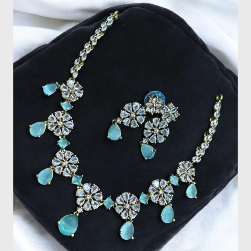 Sona Covering Ethnic Gold Plated Crystal Stone Necklace Set