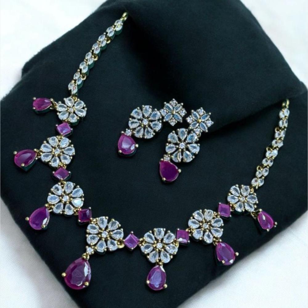Sona Covering Ethnic Gold Plated Crystal Stone Necklace Set