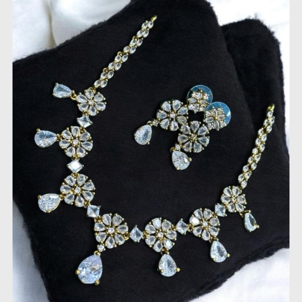 Sona Covering Ethnic Gold Plated Crystal Stone Necklace Set