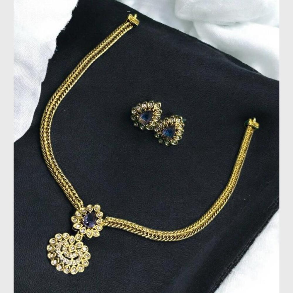 Sona Covering Elegant Gold Plated Austrian Stone And Crystal Stone Necklace Set