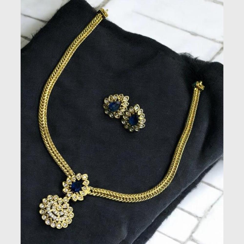 Sona Covering Elegant Gold Plated Austrian Stone And Crystal Stone Necklace Set