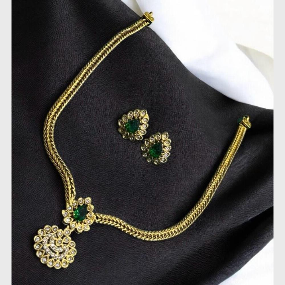 Sona Covering Elegant Gold Plated Austrian Stone And Crystal Stone Necklace Set