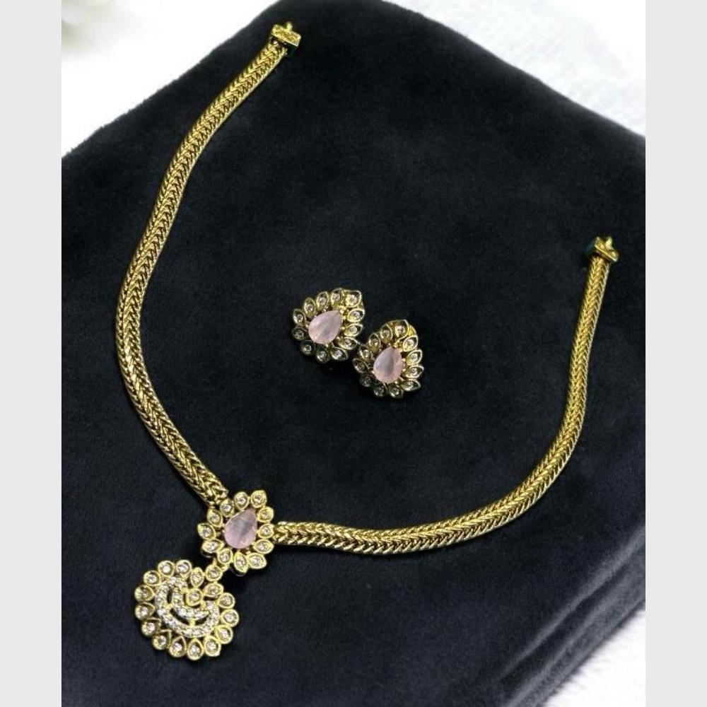 Sona Covering Elegant Gold Plated Austrian Stone And Crystal Stone Necklace Set