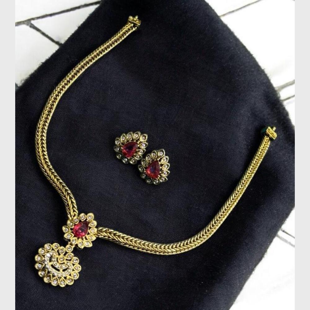 Sona Covering Elegant Gold Plated Austrian Stone And Crystal Stone Necklace Set