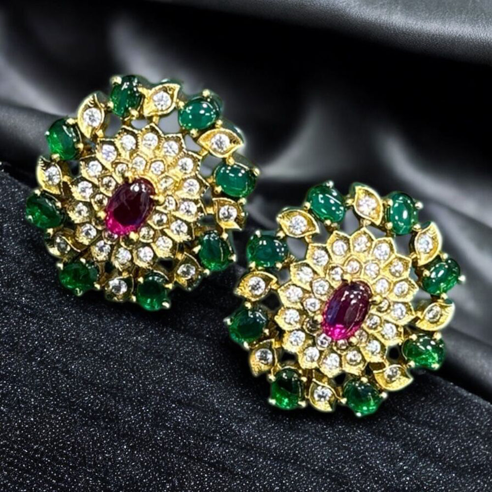 Sona Covering Royal Aura Gold Plated Austrian Stone And Crystal stone Stud Earrings