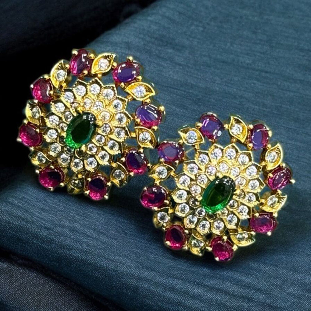Sona Covering Royal Aura Gold Plated Austrian Stone And Crystal stone Stud Earrings