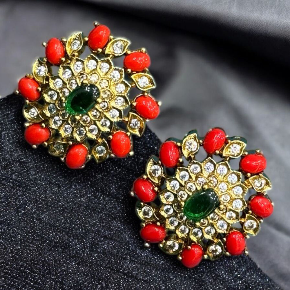 Sona Covering Royal Aura Gold Plated Austrian Stone And Crystal stone Stud Earrings