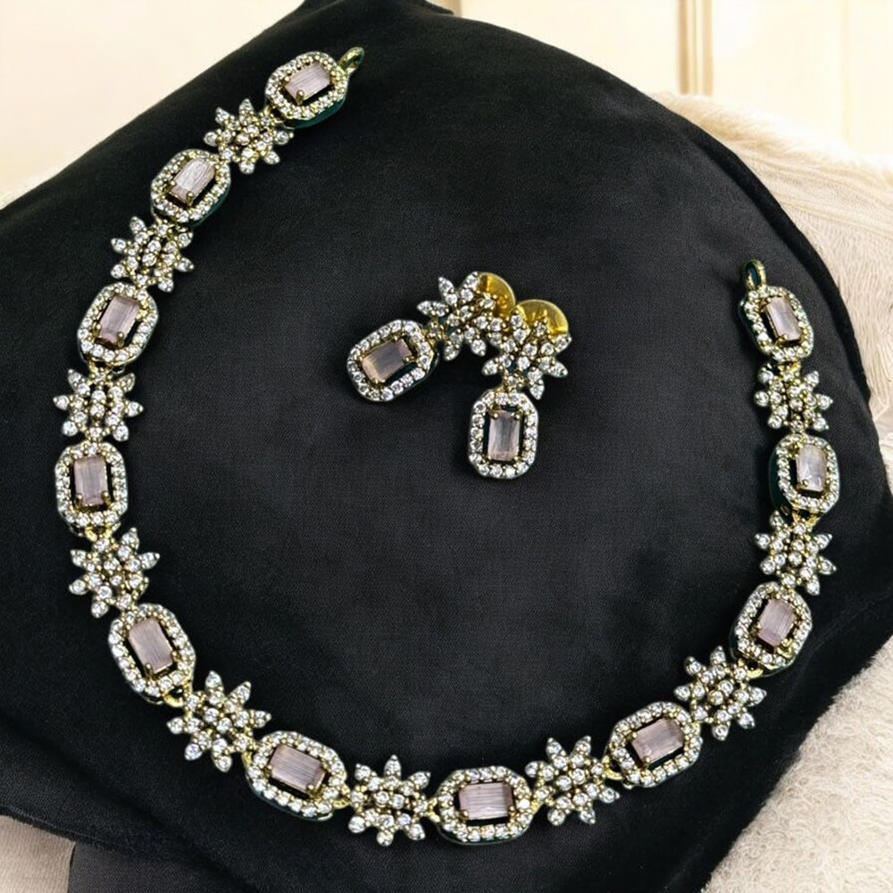 Sona Covering Charming Gold Plated Austrian Stone And Crystal Stone Necklace Set