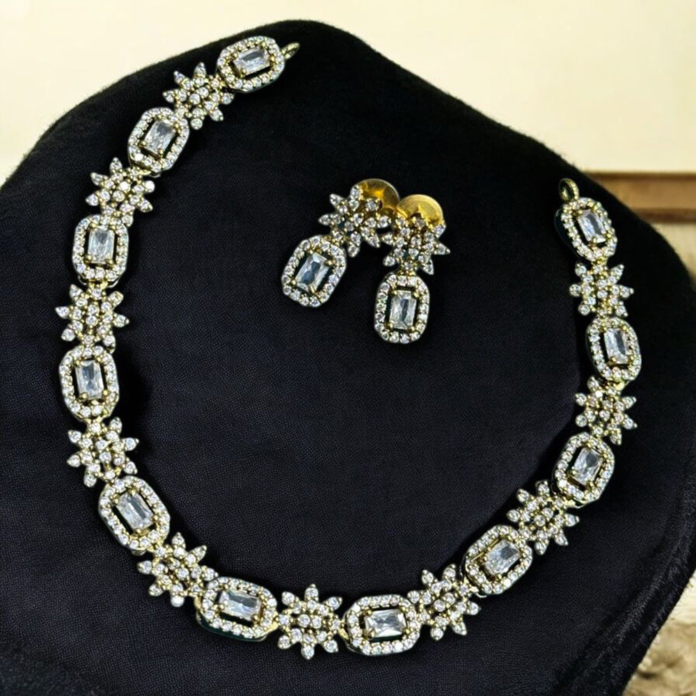 Sona Covering Charming Gold Plated Austrian Stone And Crystal Stone Necklace Set