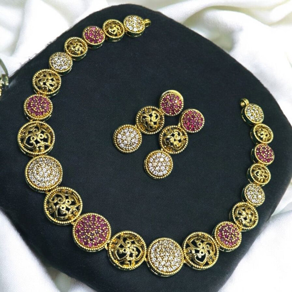 Sona Covering Charming Gold Plated Austrian Stone Necklace Set