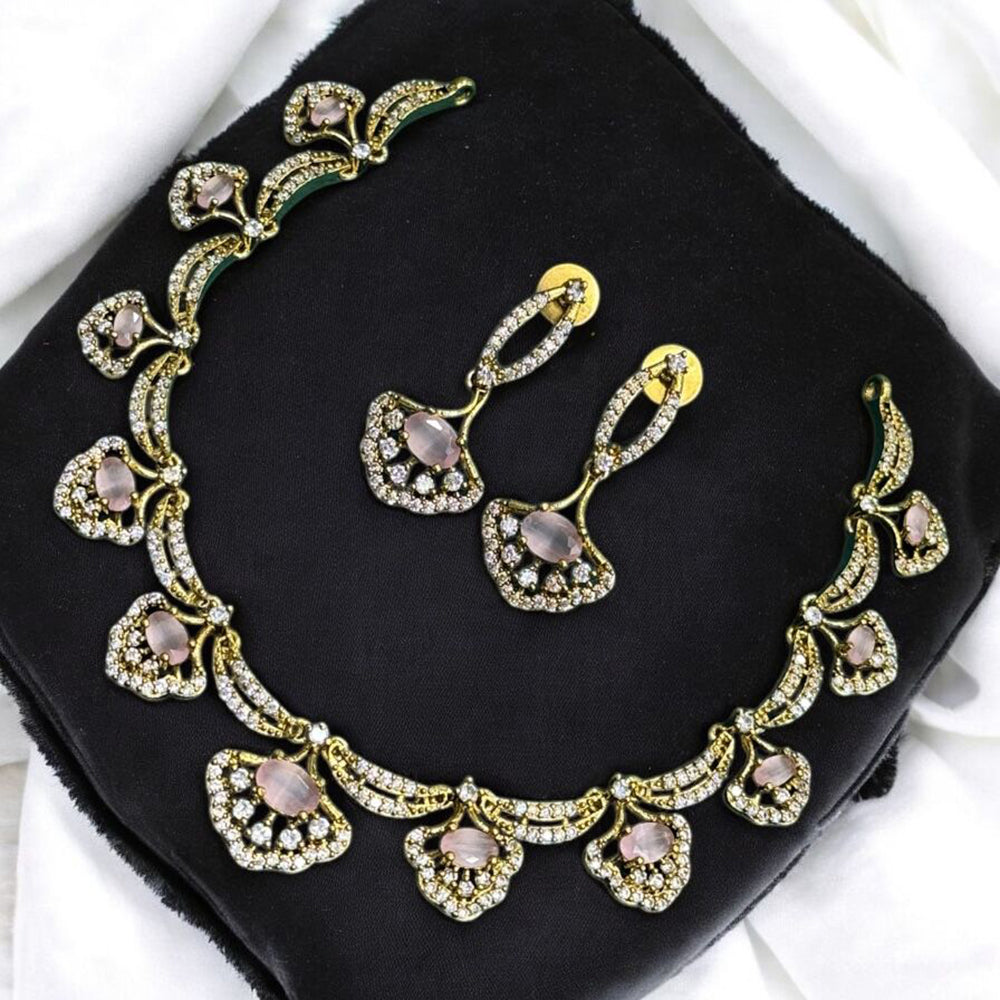 Sona Covering Charming Gold Plated Austrian Stone Necklace Set
