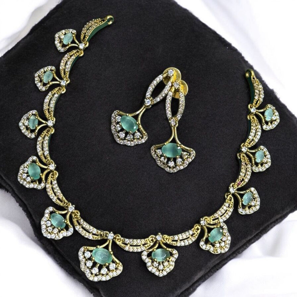 Sona Covering Charming Gold Plated Austrian Stone Necklace Set