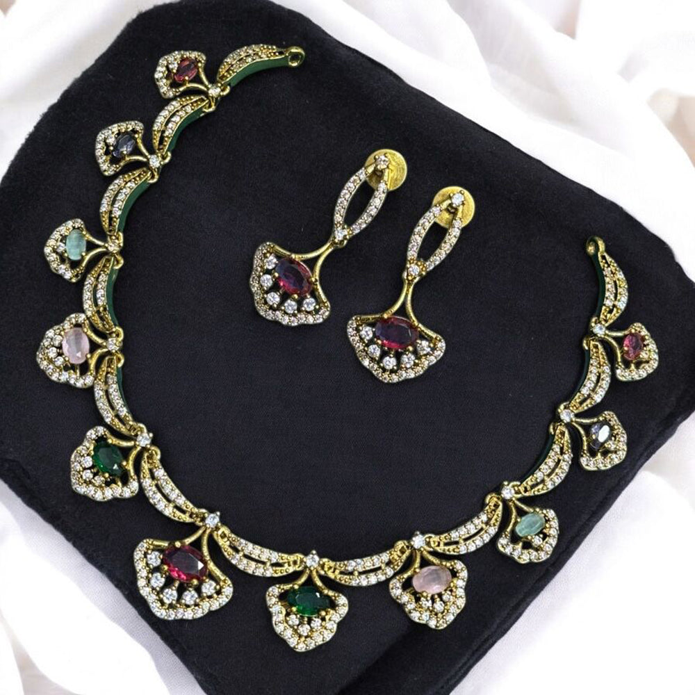 Sona Covering Charming Gold Plated Austrian Stone Necklace Set