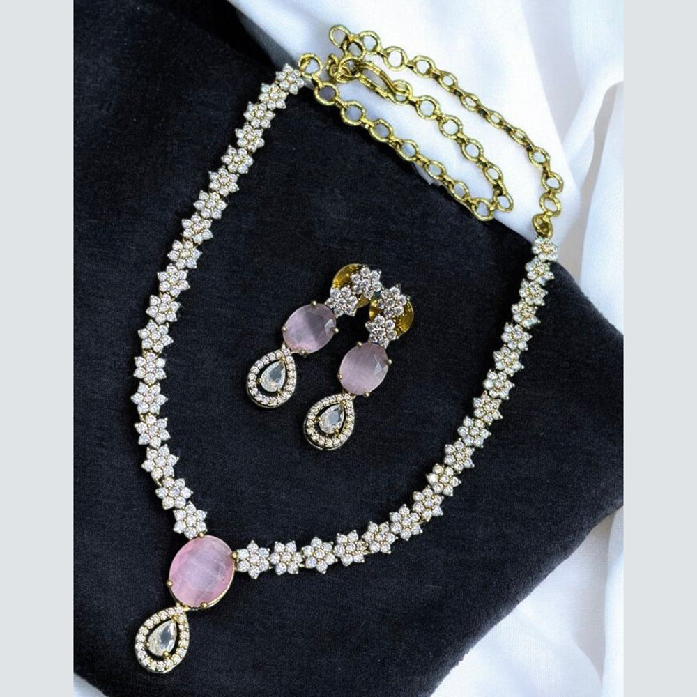 Sona Covering Shining Gold Plated American Diamond Necklace Set