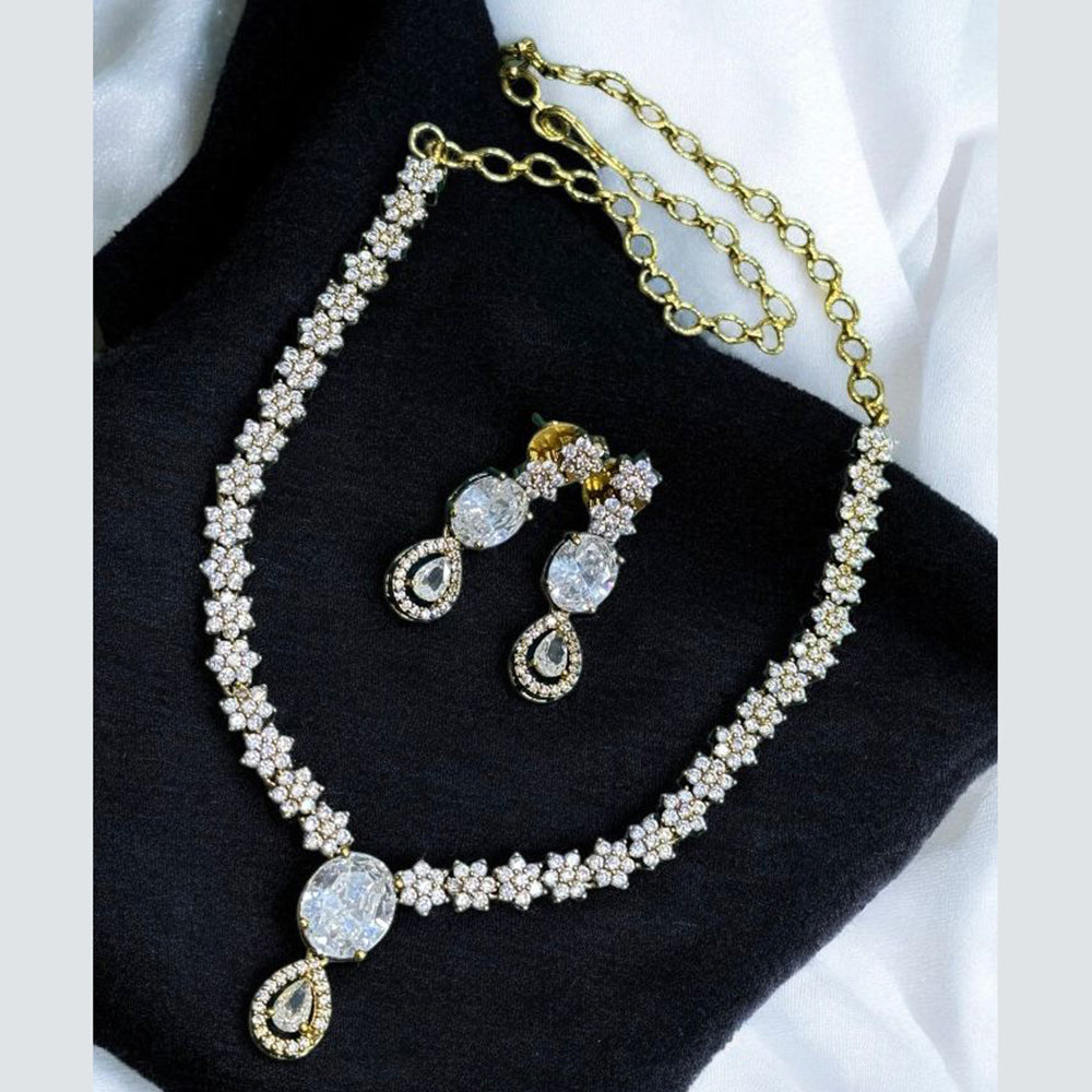 Sona Covering Shining Gold Plated American Diamond Necklace Set