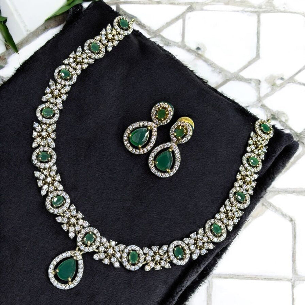 Sona Covering Shining Gold Plated American Diamond Necklace Set