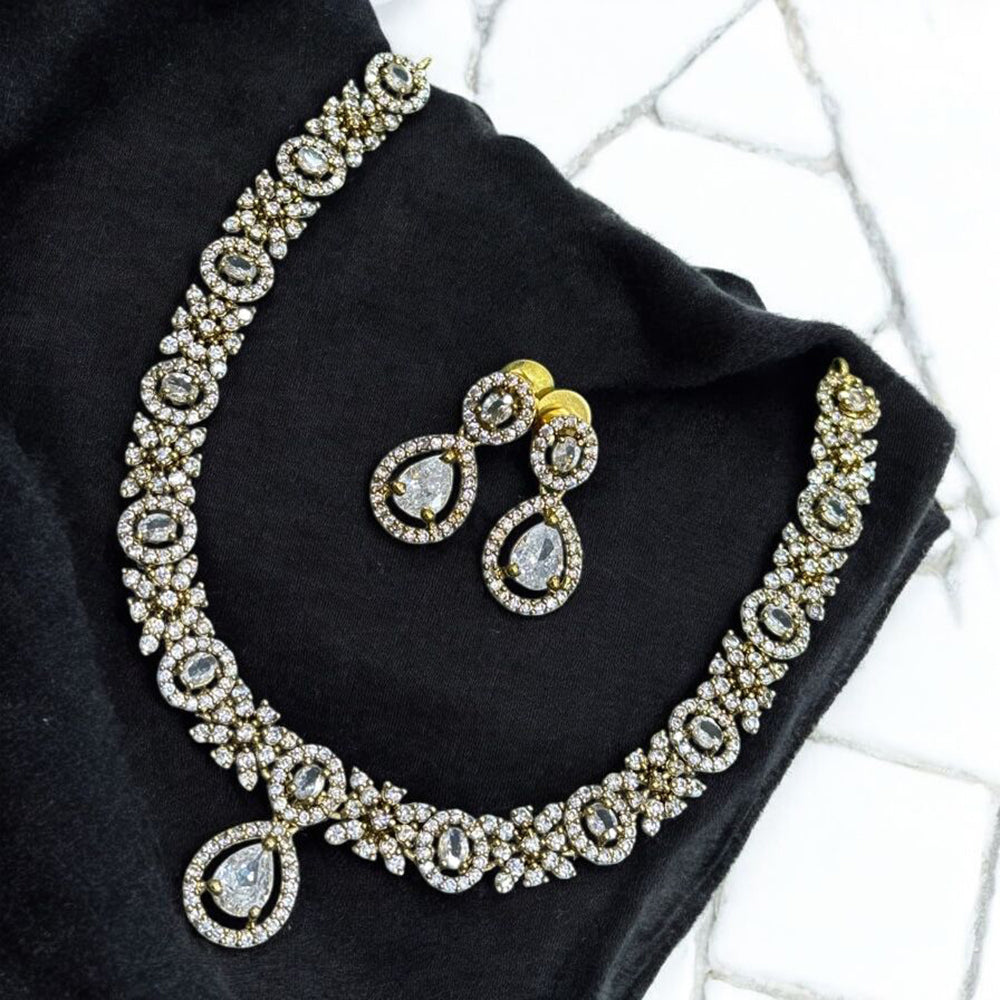 Sona Covering Shining Gold Plated American Diamond Necklace Set