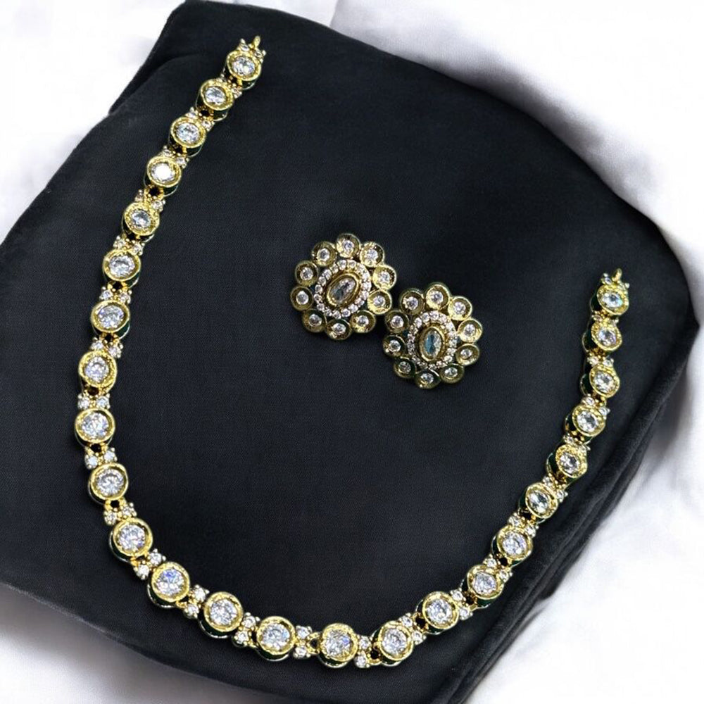 Sona Covering Charming Gold Plated Austrian Stone Necklace Set